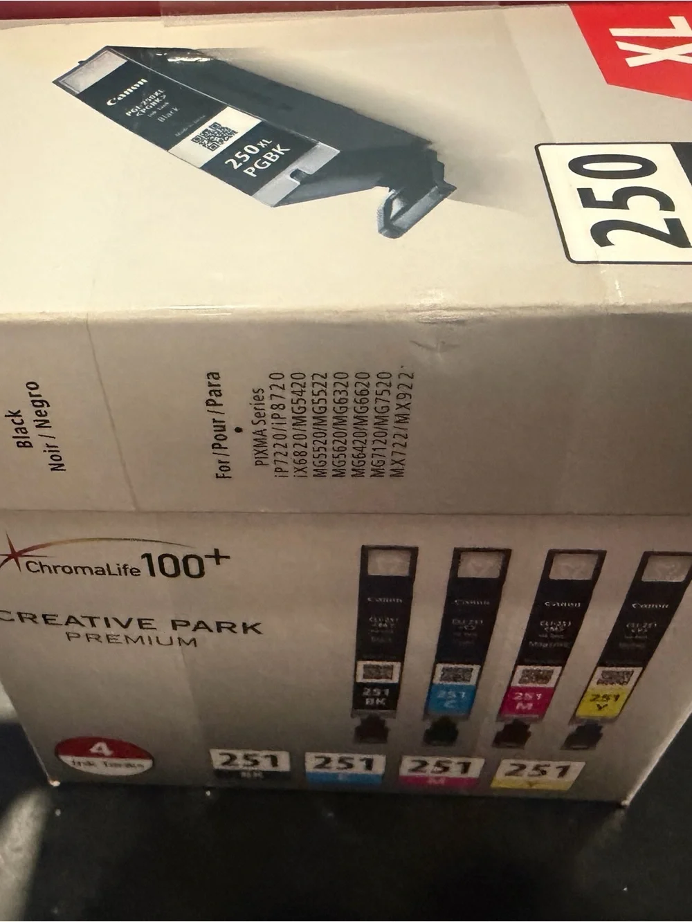 Canon PGI-250XL Black High Yield and CLI-251 B/C/M/Y Black & Color